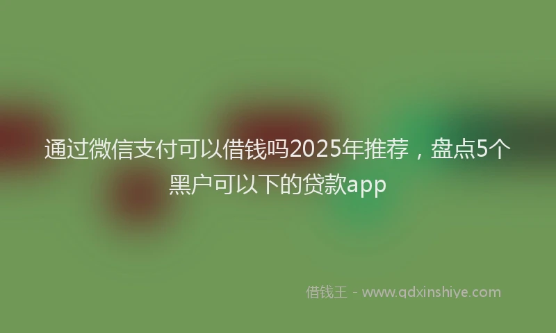 通过微信支付可以借钱吗2025年推荐，盘点5个黑户可以下的贷款app