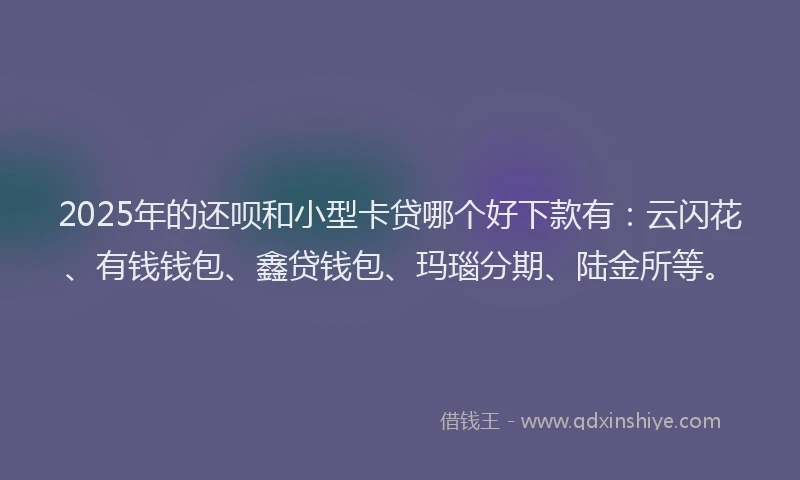 2025年的还呗和小型卡贷哪个好下款有：云闪花、有钱钱包、鑫贷钱包、玛瑙分期、陆金所等。
