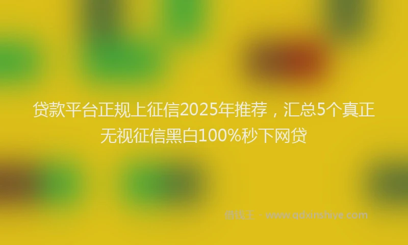 贷款平台正规上征信2025年推荐，汇总5个真正无视征信黑白100%秒下网贷