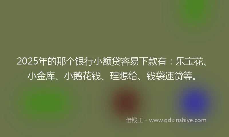 2025年的那个银行小额贷容易下款有：乐宝花、小金库、小鹅花钱、理想给、钱袋速贷等。