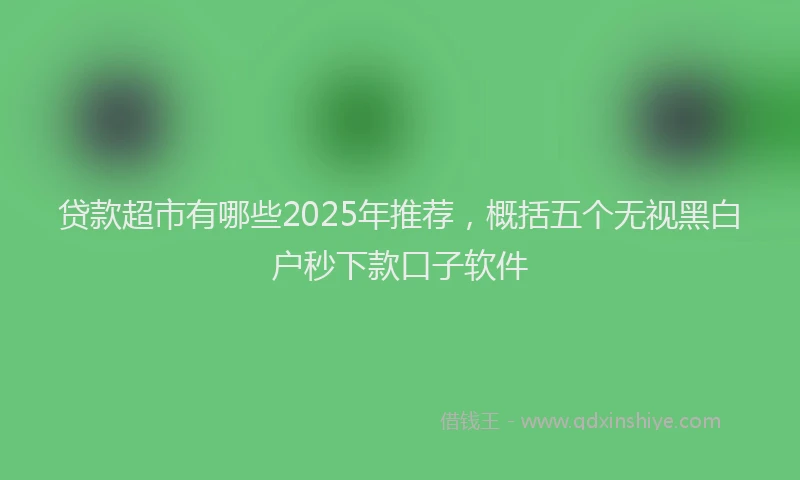 贷款超市有哪些2025年推荐，概括五个无视黑白户秒下款口子软件
