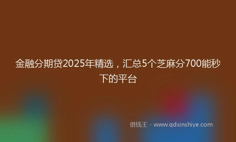 金融分期贷2025年精选，汇总5个芝麻分700能秒下的平台