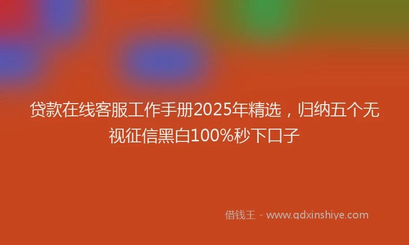 贷款在线客服工作手册2025年精选，归纳五个无视征信黑白100%秒下口子