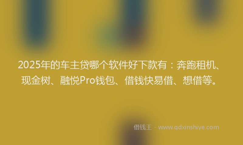 2025年的车主贷哪个软件好下款有：奔跑租机、现金树、融悦Pro钱包、借钱快易借、想借等。