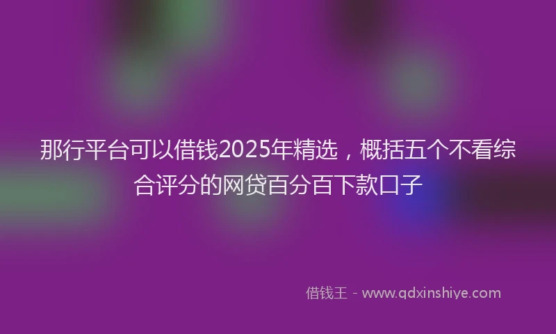 那行平台可以借钱2025年精选，概括五个不看综合评分的网贷百分百下款口子