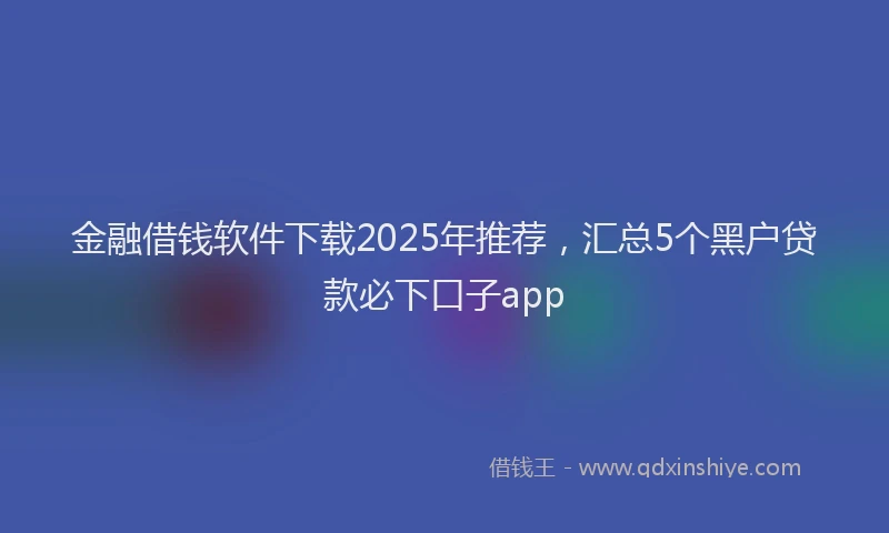 金融借钱软件下载2025年推荐，汇总5个黑户贷款必下口子app