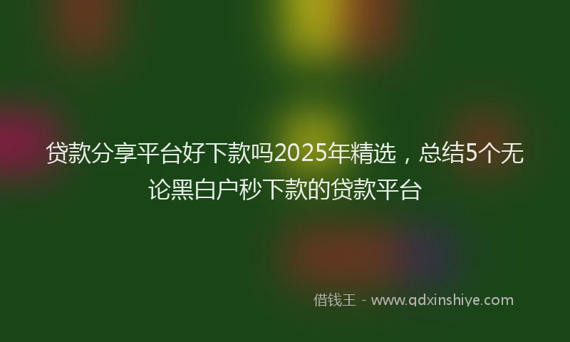 贷款分享平台好下款吗2025年精选，总结5个无论黑白户秒下款的贷款平台