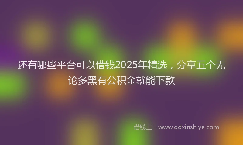 还有哪些平台可以借钱2025年精选，分享五个无论多黑有公积金就能下款
