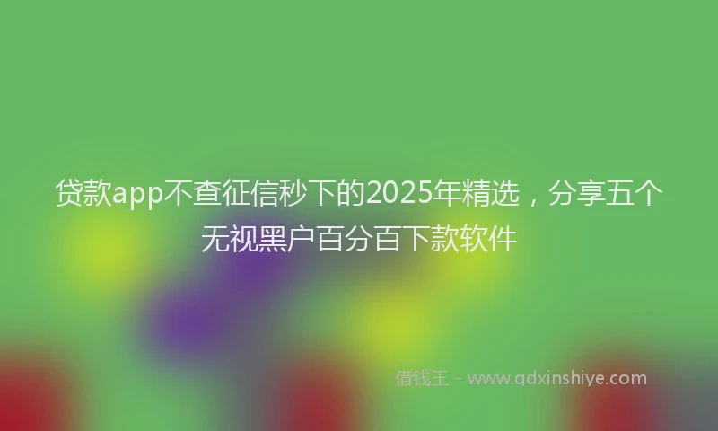 贷款app不查征信秒下的2025年精选，分享五个无视黑户百分百下款软件