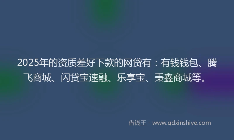 2025年的资质差好下款的网贷有：有钱钱包、腾飞商城、闪贷宝速融、乐享宝、秉鑫商城等。