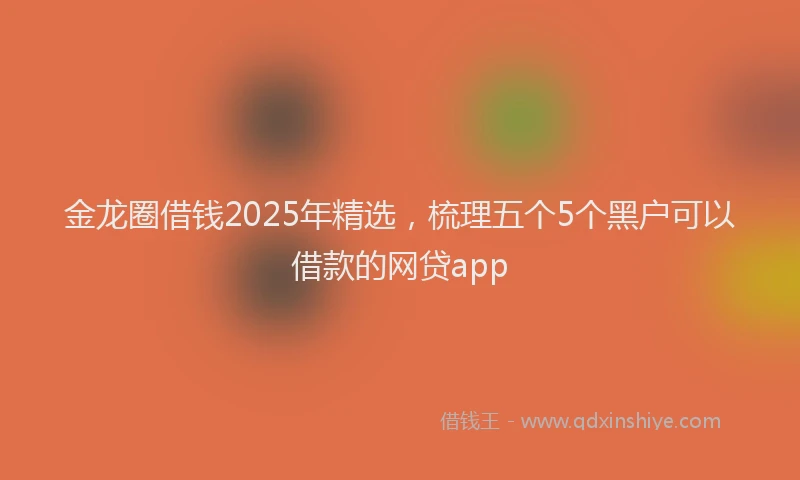 金龙圈借钱2025年精选，梳理五个5个黑户可以借款的网贷app