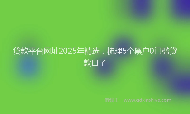 贷款平台网址2025年精选，梳理5个黑户0门槛贷款口子