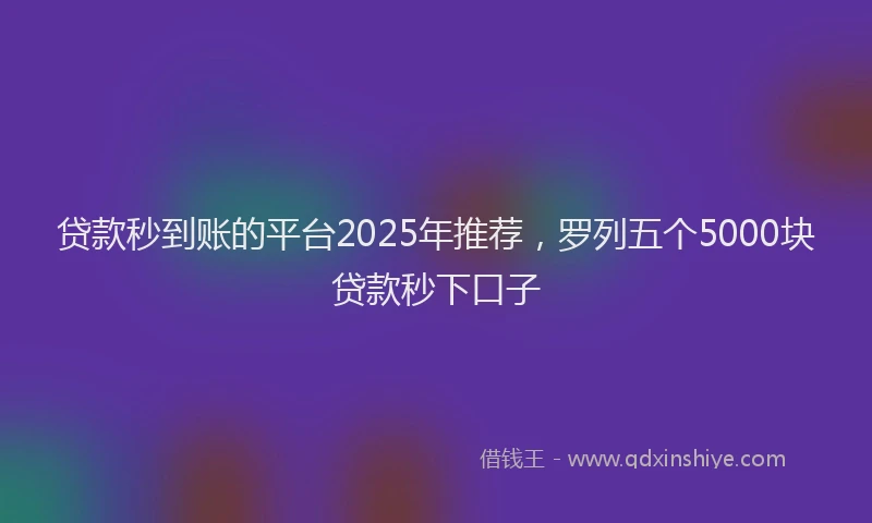 贷款秒到账的平台2025年推荐，罗列五个5000块贷款秒下口子