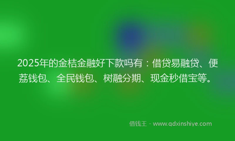 2025年的金桔金融好下款吗有：借贷易融贷、便荔钱包、全民钱包、树融分期、现金秒借宝等。