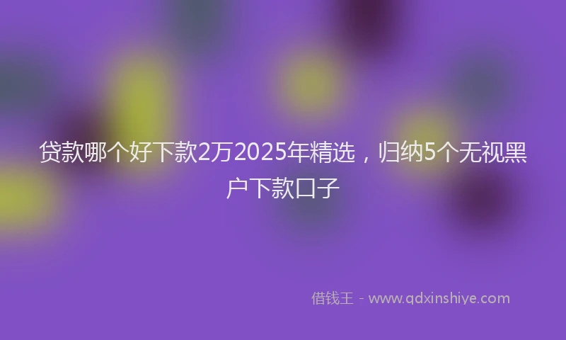 贷款哪个好下款2万2025年精选，归纳5个无视黑户下款口子