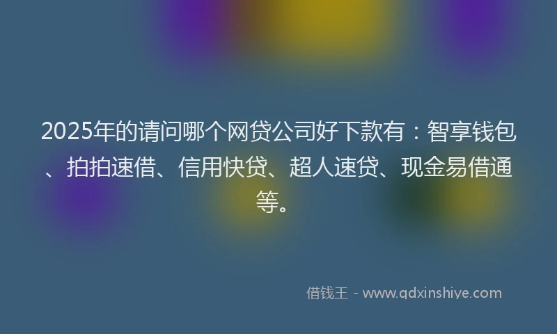 2025年的请问哪个网贷公司好下款有：智享钱包、拍拍速借、信用快贷、超人速贷、现金易借通等。