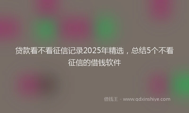 贷款看不看征信记录2025年精选，总结5个不看征信的借钱软件