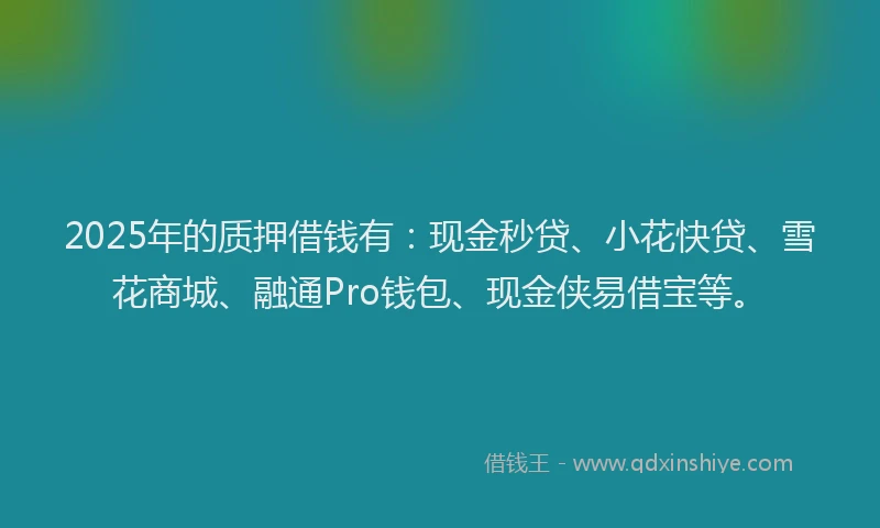 2025年的质押借钱有：现金秒贷、小花快贷、雪花商城、融通Pro钱包、现金侠易借宝等。