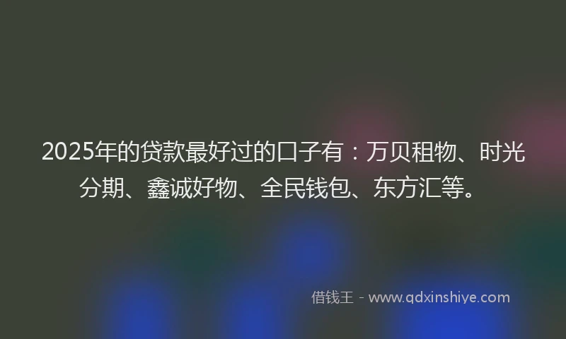 2025年的贷款最好过的口子有：万贝租物、时光分期、鑫诚好物、全民钱包、东方汇等。
