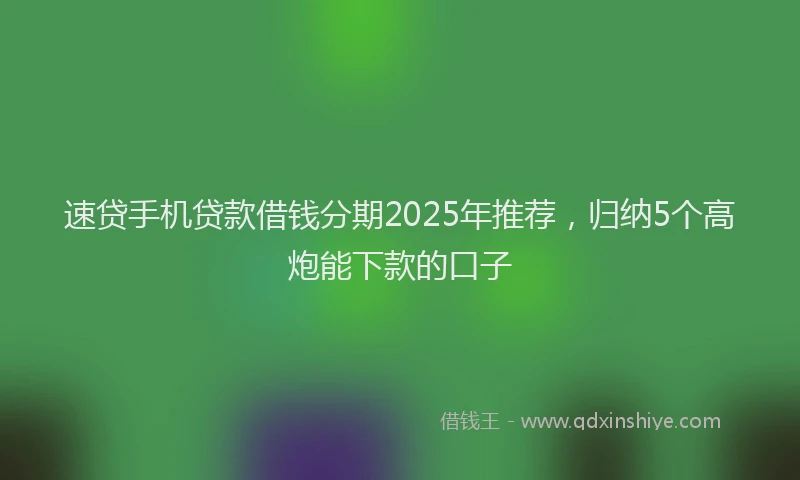 速贷手机贷款借钱分期2025年推荐，归纳5个高炮能下款的口子