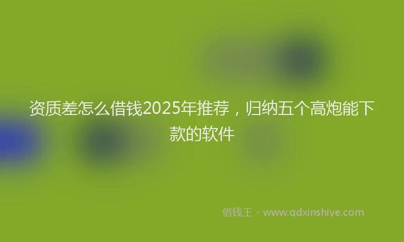 资质差怎么借钱2025年推荐，归纳五个高炮能下款的软件