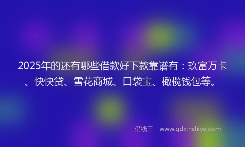 2025年的还有哪些借款好下款靠谱有：玖富万卡、快快贷、雪花商城、口袋宝、橄榄钱包等。