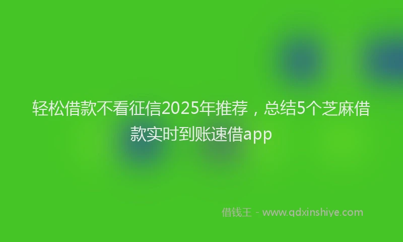 轻松借款不看征信2025年推荐，总结5个芝麻借款实时到账速借app