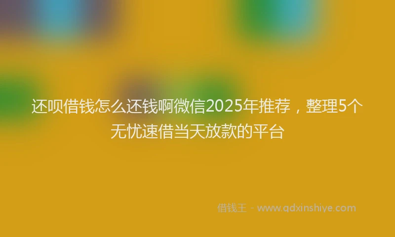 还呗借钱怎么还钱啊微信2025年推荐，整理5个无忧速借当天放款的平台