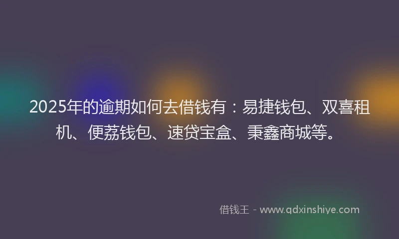2025年的逾期如何去借钱有：易捷钱包、双喜租机、便荔钱包、速贷宝盒、秉鑫商城等。