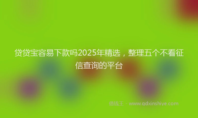 贷贷宝容易下款吗2025年精选，整理五个不看征信查询的平台