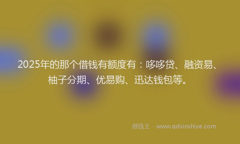 2025年的那个借钱有额度有：哆哆贷、融资易、柚子分期、优易购、迅达钱包等。