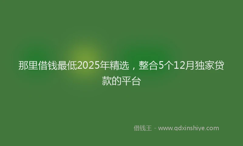 那里借钱最低2025年精选，整合5个12月独家贷款的平台