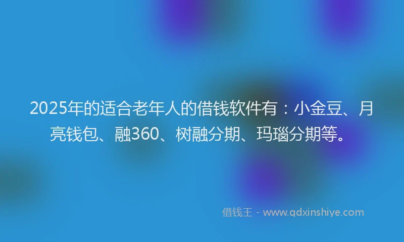 2025年的适合老年人的借钱软件有：小金豆、月亮钱包、融360、树融分期、玛瑙分期等。