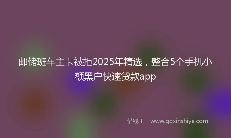 邮储班车主卡被拒2025年精选，整合5个手机小额黑户快速贷款app