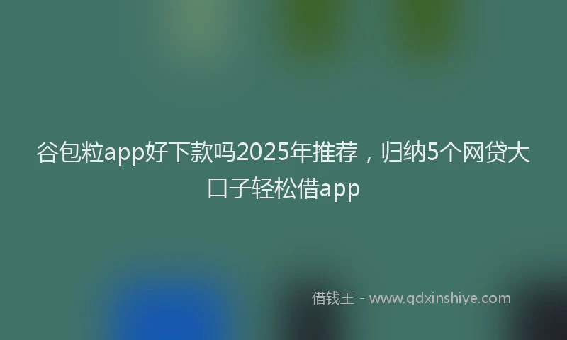 谷包粒app好下款吗2025年推荐，归纳5个网贷大口子轻松借app