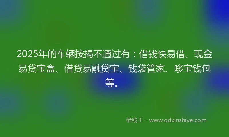 2025年的车辆按揭不通过有：借钱快易借、现金易贷宝盒、借贷易融贷宝、钱袋管家、哆宝钱包等。