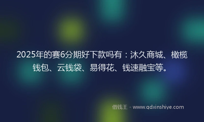 2025年的赛6分期好下款吗有：沐久商城、橄榄钱包、云钱袋、易得花、钱速融宝等。