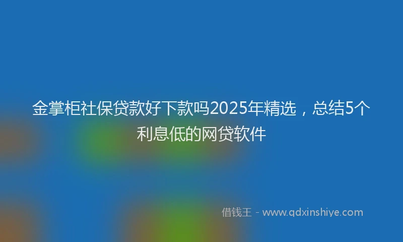 金掌柜社保贷款好下款吗2025年精选，总结5个利息低的网贷软件