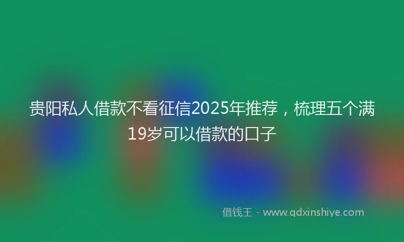 贵阳私人借款不看征信2025年推荐，梳理五个满19岁可以借款的口子