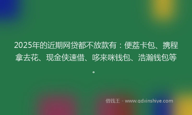 2025年的近期网贷都不放款有：便荔卡包、携程拿去花、现金侠速借、哆来咪钱包、浩瀚钱包等。