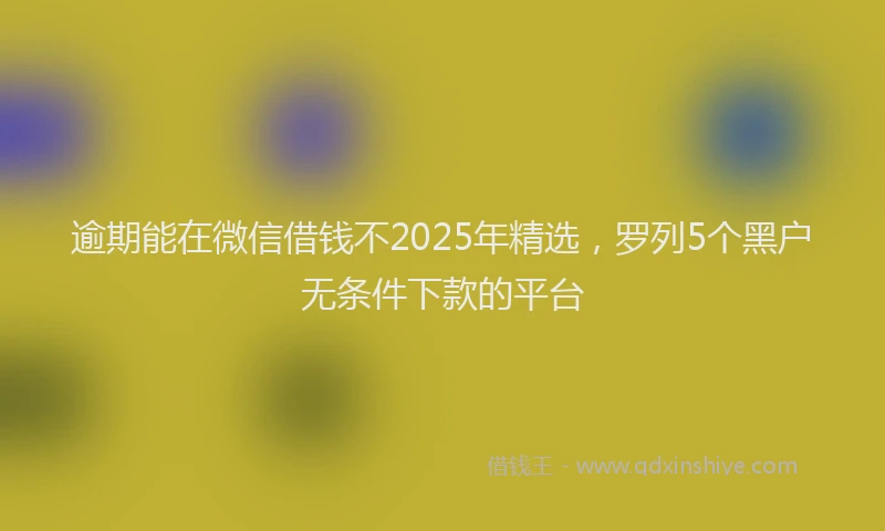 逾期能在微信借钱不2025年精选，罗列5个黑户无条件下款的平台