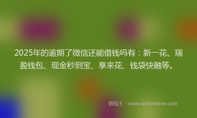 2025年的逾期了微信还能借钱吗有：新一花、瑞盈钱包、现金秒到宝、享来花、钱袋快融等。