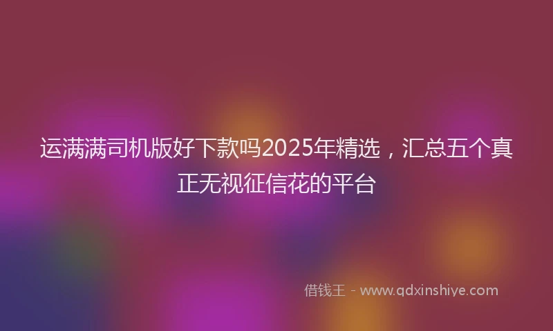 运满满司机版好下款吗2025年精选，汇总五个真正无视征信花的平台