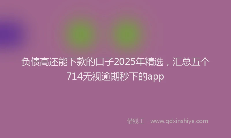 负债高还能下款的口子2025年精选，汇总五个714无视逾期秒下的app