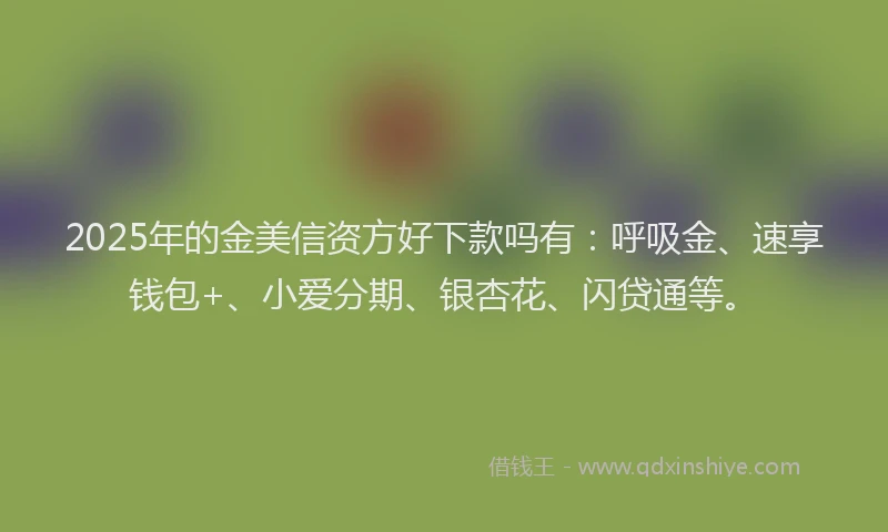 2025年的金美信资方好下款吗有：呼吸金、速享钱包+、小爱分期、银杏花、闪贷通等。