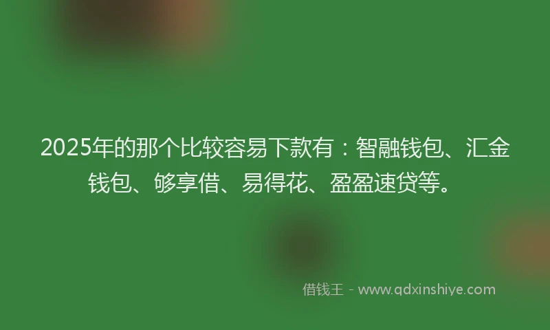 2025年的那个比较容易下款有：智融钱包、汇金钱包、够享借、易得花、盈盈速贷等。
