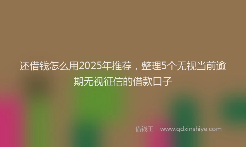 还借钱怎么用2025年推荐，整理5个无视当前逾期无视征信的借款口子