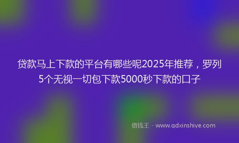贷款马上下款的平台有哪些呢2025年推荐，罗列5个无视一切包下款5000秒下款的口子