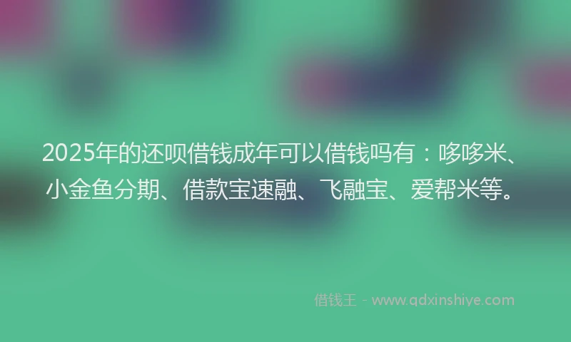 2025年的还呗借钱成年可以借钱吗有：哆哆米、小金鱼分期、借款宝速融、飞融宝、爱帮米等。