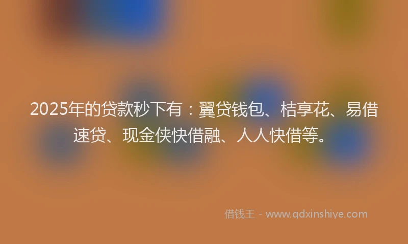 2025年的贷款秒下有：翼贷钱包、桔享花、易借速贷、现金侠快借融、人人快借等。